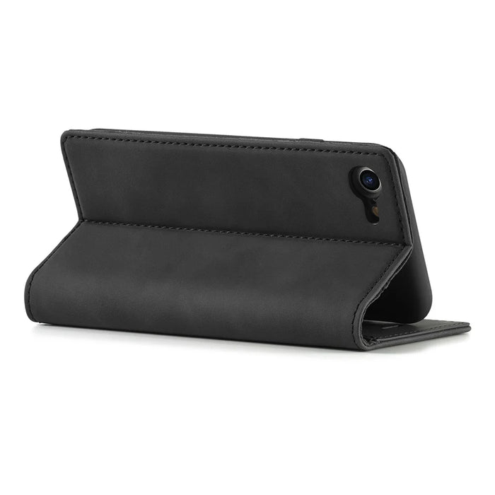 LC.IMEEKE Strong Auto-Absorbed Business Style Leather Phone Cover Shell for iPhone 7/8/SE (2020)/SE (2022) - Black - 4