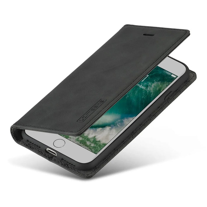 LC.IMEEKE Strong Auto-Absorbed Business Style Leather Phone Cover Shell for iPhone 7/8/SE (2020)/SE (2022) - Black - 5