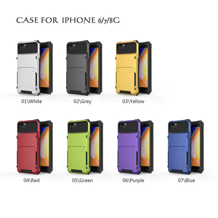 Flip Card Holder TPU+PC Hybrid Protector Cover for iPhone SE (2020) / SE (2022) / 8 / 7 4.7 inch - Grey - 2