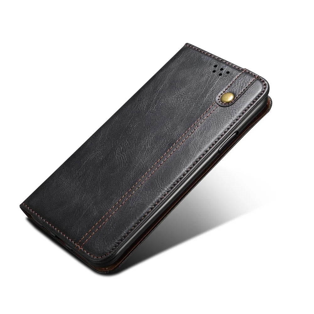 Auto-Absorbed Waxy Crazy Horse Texture  Wallet Leather Phone Stand Cover Case for iPhone 7/8/SE (2020)/SE (2022) - Black - 4