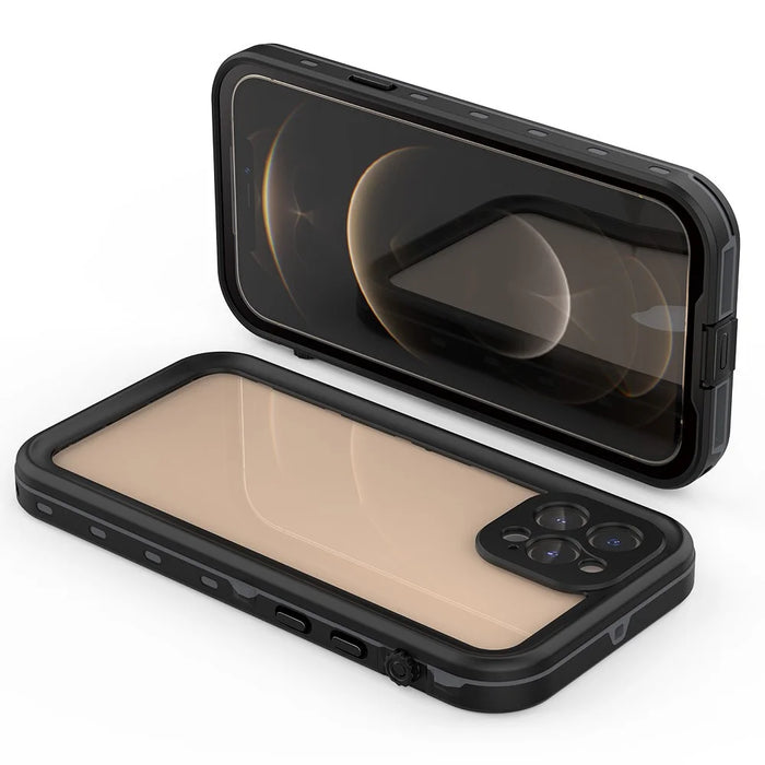 REDPEPPER Dot+ Series Transparent Back IP68 Waterproof PC+TPU Phone Case for iPhone 12 Pro - Black - 2