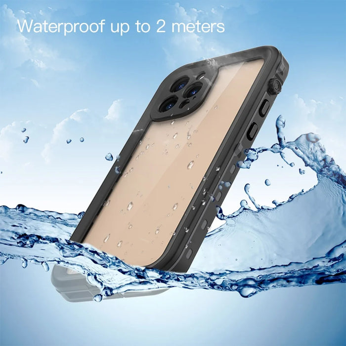 REDPEPPER Dot+ Series Transparent Back IP68 Waterproof PC+TPU Phone Case for iPhone 12 Pro - Black - 4