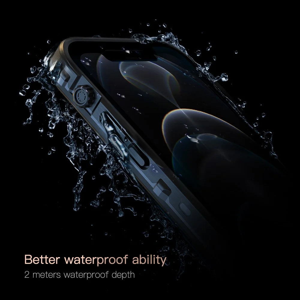 REDPEPPER Dot+ Series Transparent IP68 Waterproof PC+TPU Case Phone Covering for iPhone 12 - Black - 3