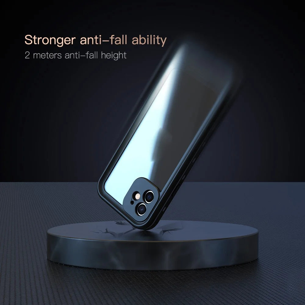 REDPEPPER Dot+ Series Transparent IP68 Waterproof PC+TPU Case Phone Covering for iPhone 12 - Black - 4