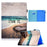 Pattern Printing Leather Shell for iPad Air (2013)/Air 2/iPad 9.7-inch (2017)/(2018) Card Holder Stand Case - Beach - 1
