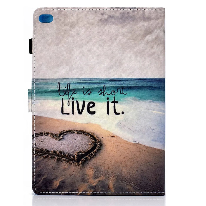 Pattern Printing Leather Shell for iPad Air (2013)/Air 2/iPad 9.7-inch (2017)/(2018) Card Holder Stand Case - Beach - 5