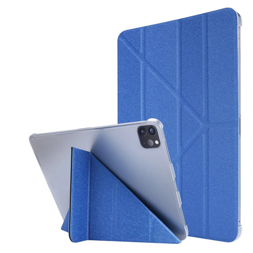 Silk Texture Origami Stand Leather Smart Tablet Cover Shell for iPad Air 11 (2026) / (2025) / (2024) / Air (2022) / (2020) - Dark Blue - 1
