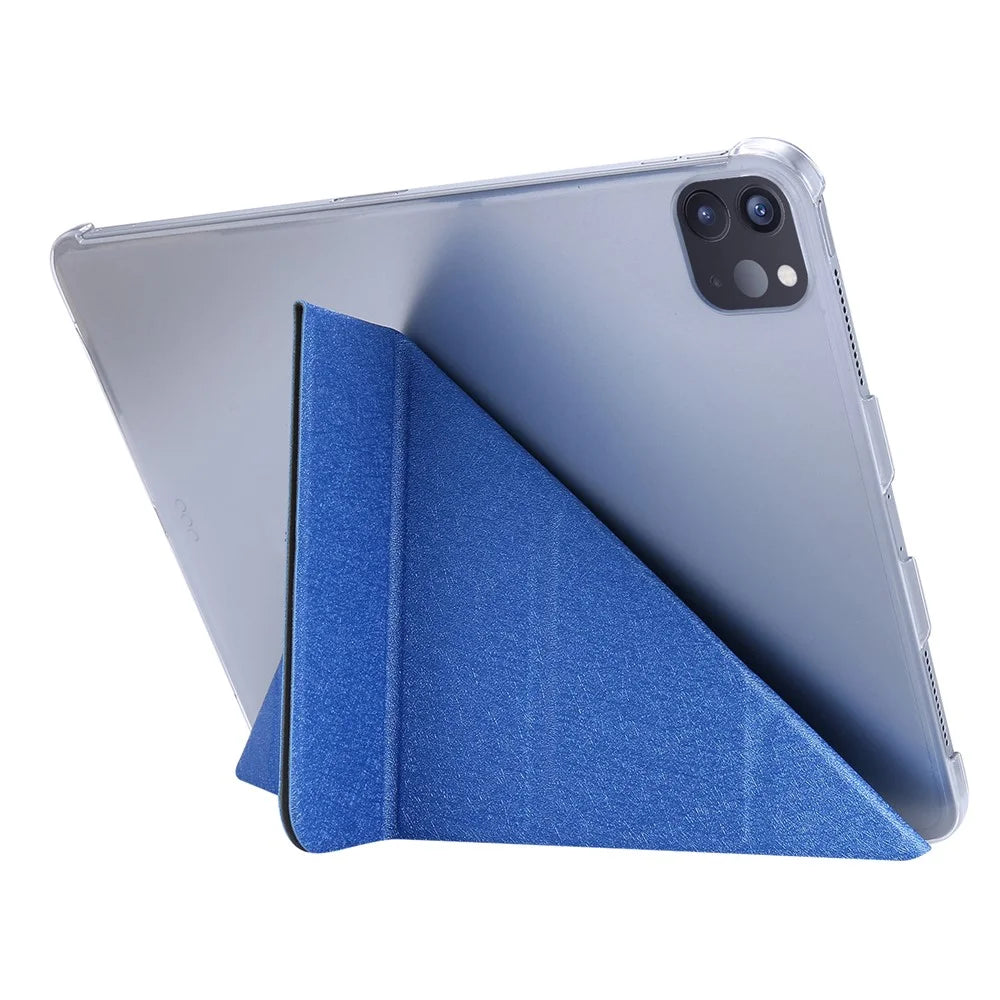 Silk Texture Origami Stand Leather Smart Tablet Cover Shell for iPad Air 11 (2026) / (2025) / (2024) / Air (2022) / (2020) - Dark Blue - 3