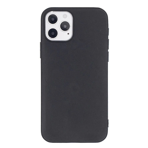Pure Colour Matte Soft TPU Cover Phone Case for iPhone 12 Pro / iPhone 12 - Black - 1