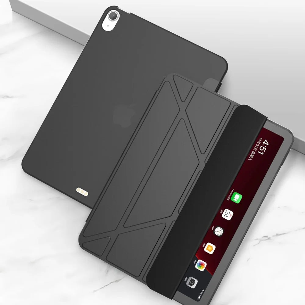Tri-Fold Stand TPU + Leather Tablet Cover for iPad Air 11 (2026) / (2025) / (2024) / Pro 11 (2018)//Air (2022) / Air (2020) - Black - 1