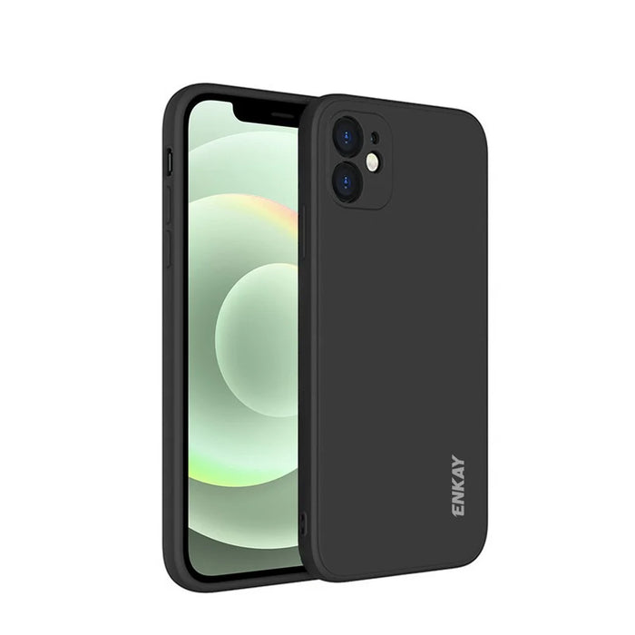 ENKAY HAT PRINCE ENK-PC068 Plain Straight Edge Liquid Silicone Phone Protective Case for iPhone 12 - Black - 1