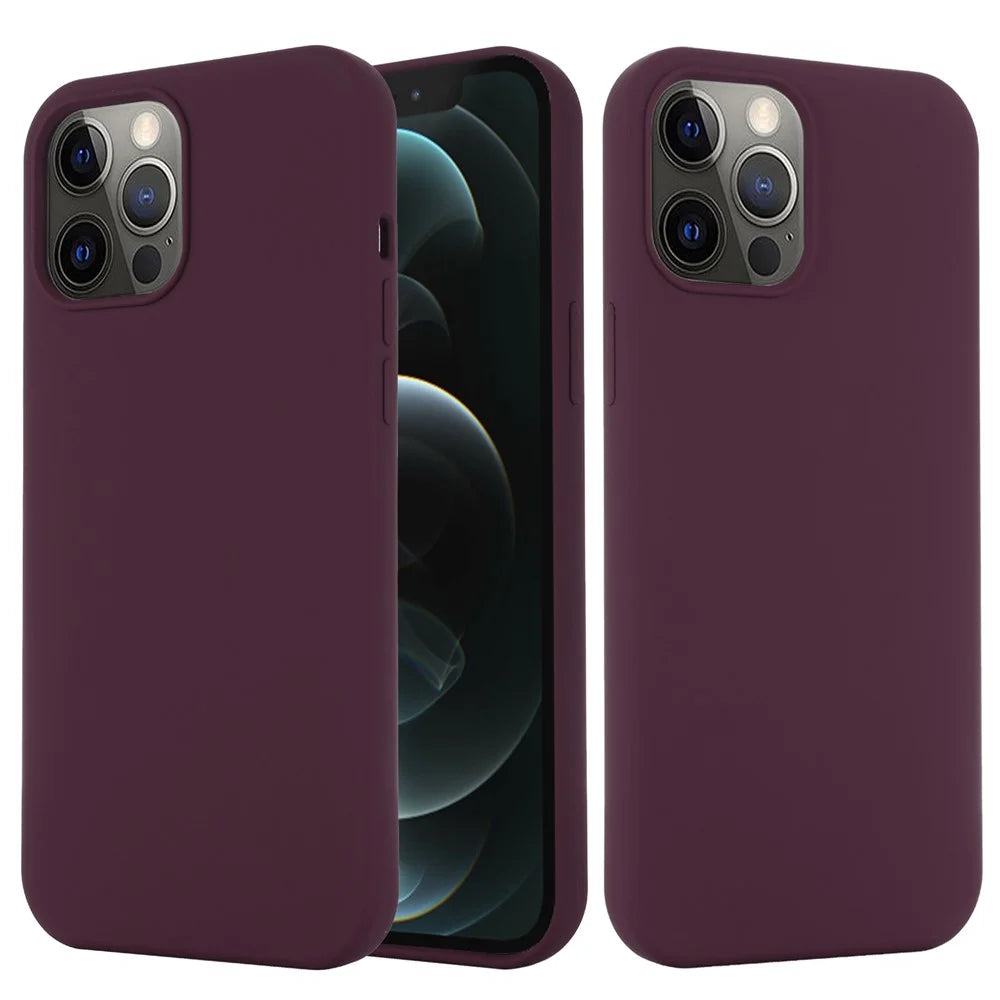 Magnetic Absorption Liquid Silicone Cell Phone Cover [Support Magnetic Wireless Charge]  iPhone 12 Pro Max Magnetic - Wine Red - 1