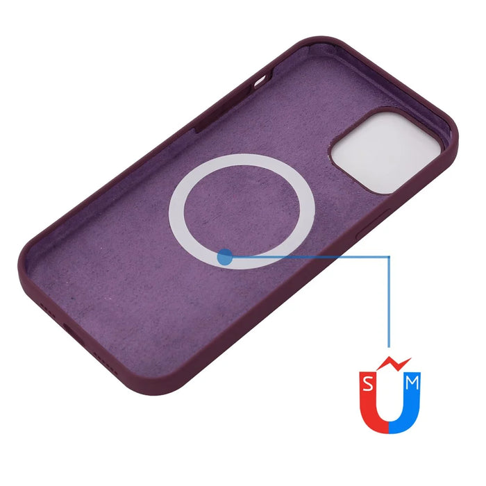Magnetic Absorption Liquid Silicone Cell Phone Cover [Support Magnetic Wireless Charge]  iPhone 12 Pro Max Magnetic - Wine Red - 4