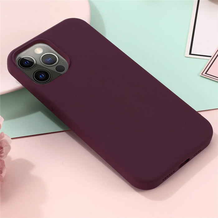 Magnetic Absorption Liquid Silicone Cell Phone Cover [Support Magnetic Wireless Charge]  iPhone 12 Pro Max Magnetic - Wine Red - 6