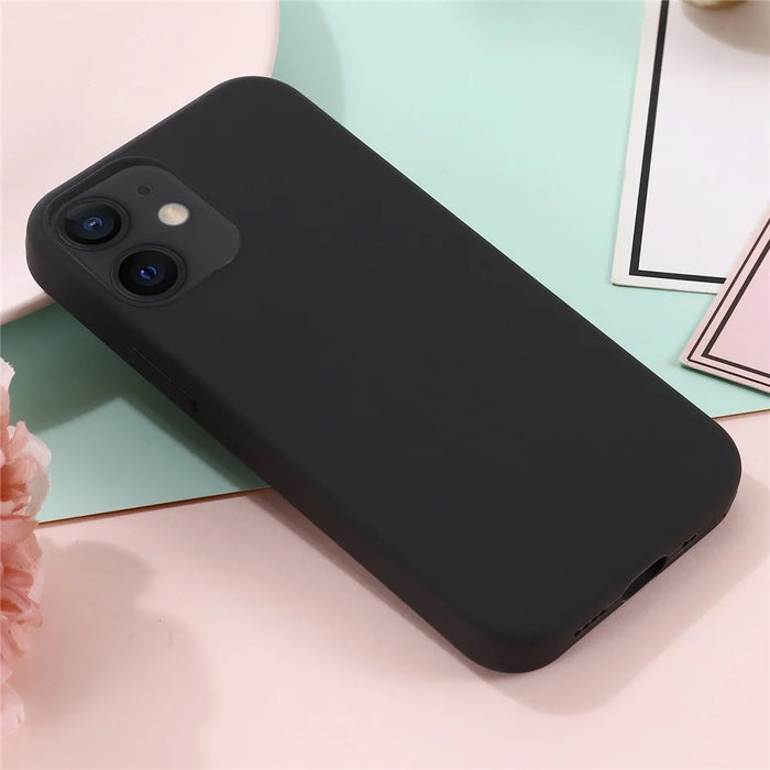 Magnetic Absorption Liquid Silicone Cell Phone Cover [Support Wireless Charge] for iPhone 12 mini Compatible with MagSafe - Black - 6
