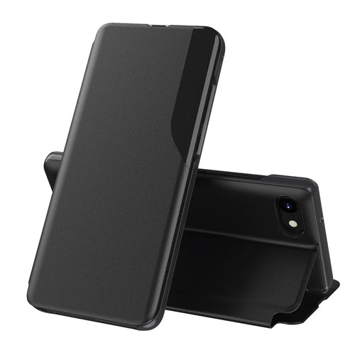 For iPhone SE (2020) / SE (2022) / 7 / 8 Phone Case Folio Flip PU Leather Stand Cover - Black - 1