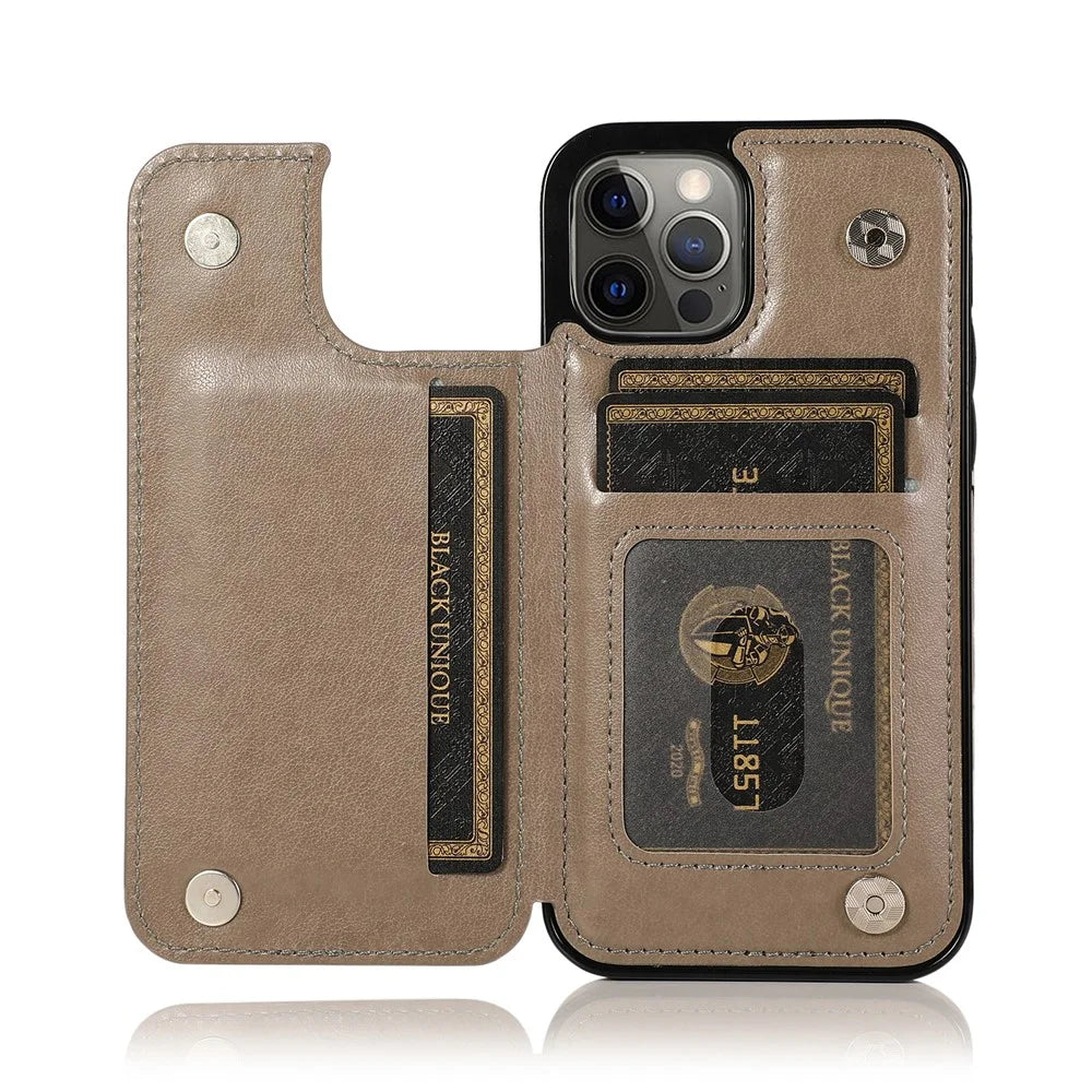 Imprint Mandala Flower for iPhone 12/12 Pro PU Leather + TPU Hybrid Kickstand Mobile Phone Case - Grey - 6