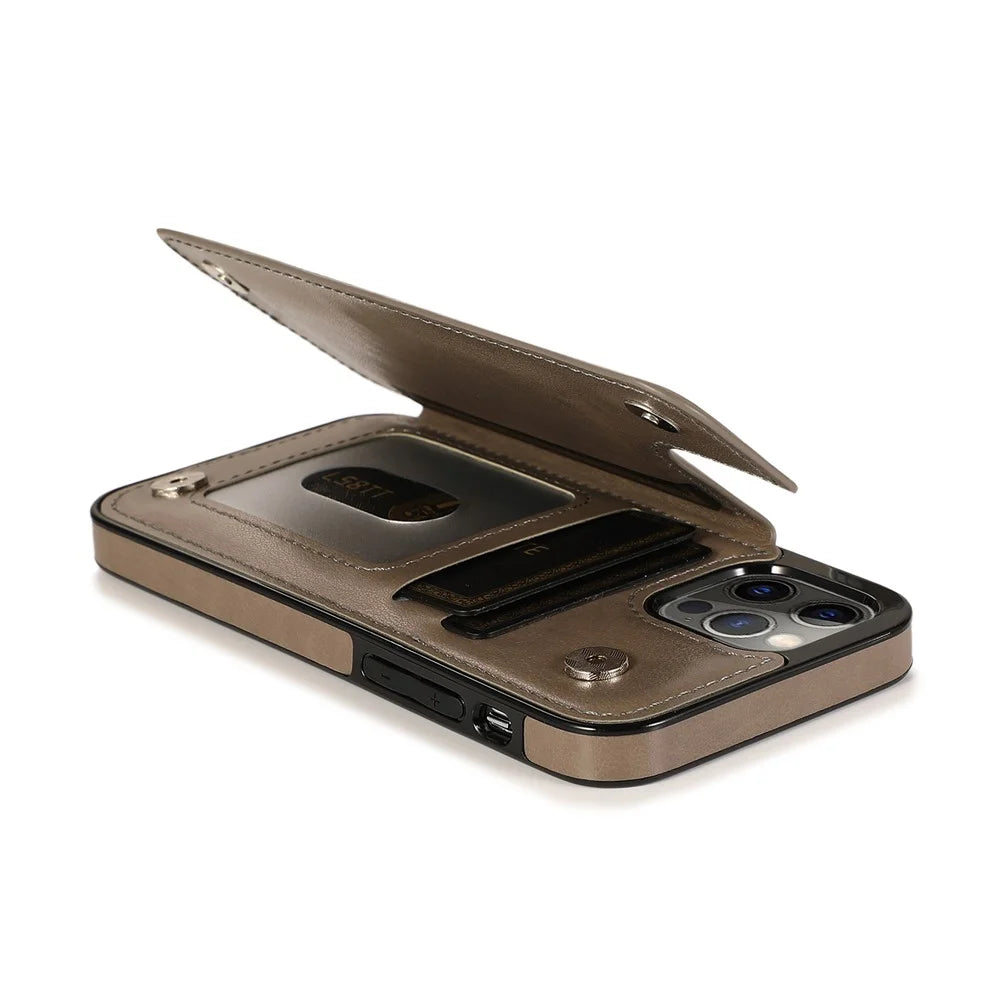 Imprint Mandala Flower for iPhone 12/12 Pro PU Leather + TPU Hybrid Kickstand Mobile Phone Case - Grey - 7