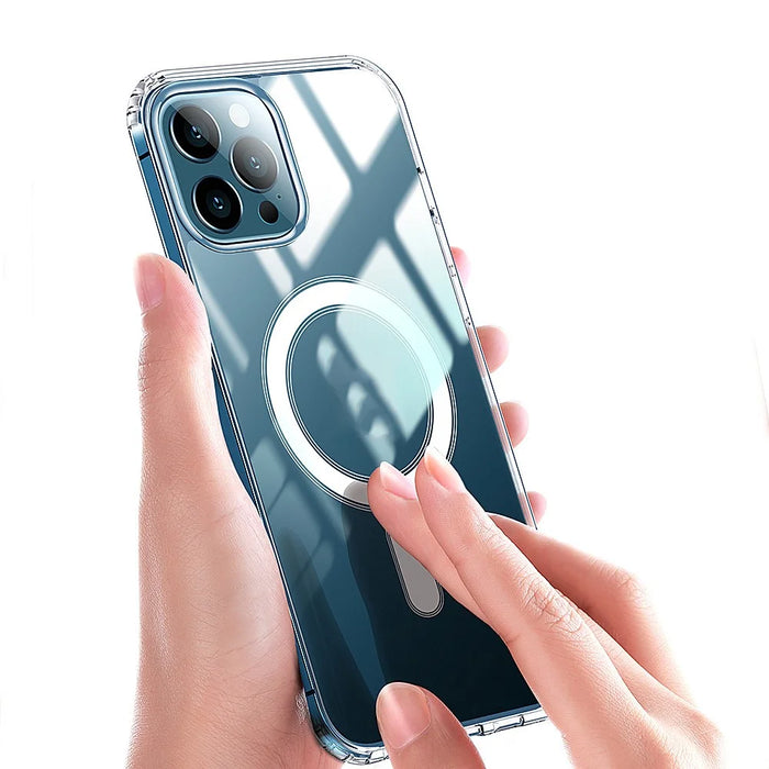 Transparent Magnetic Phone Cover for iPhone 11 Pro Max 6.5 inch TPU+PC Hybrid Case - 1