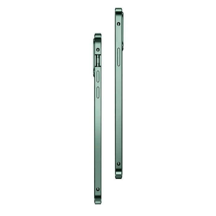 Magnetic Installation Metal Frame + Dual-sided Tempered Glass Full Covering Case + Camera Lens Protector for iPhone 12 mini 5.4 inch - Green - 3