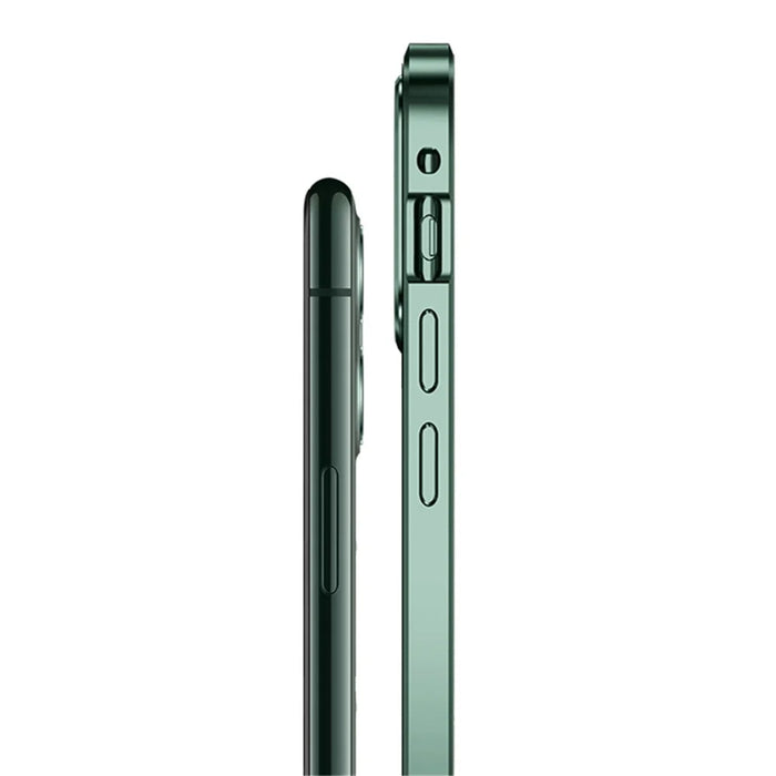 Magnetic Installation Metal Frame + Dual-sided Tempered Glass Full Covering Case + Camera Lens Protector for iPhone 12 mini 5.4 inch - Green - 4