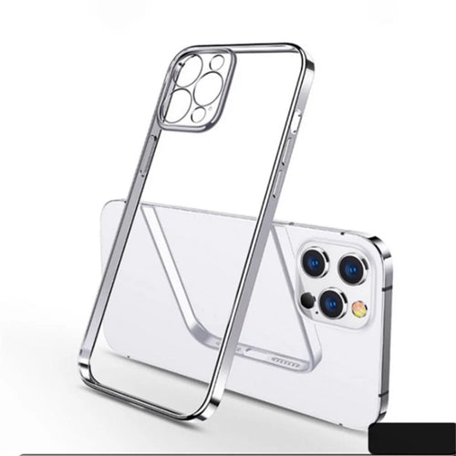 SULADA Ultra Thin Clear TPU + Electroplating Frame Phone Case with Precise Hole Opening for iPhone 12 - Silver - 1
