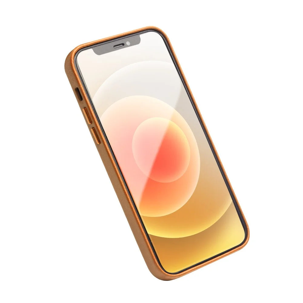 QIALINO Cowhide Leather Coated TPU Phone Cover for iPhone 12 / 12 Pro - Yellow - 2