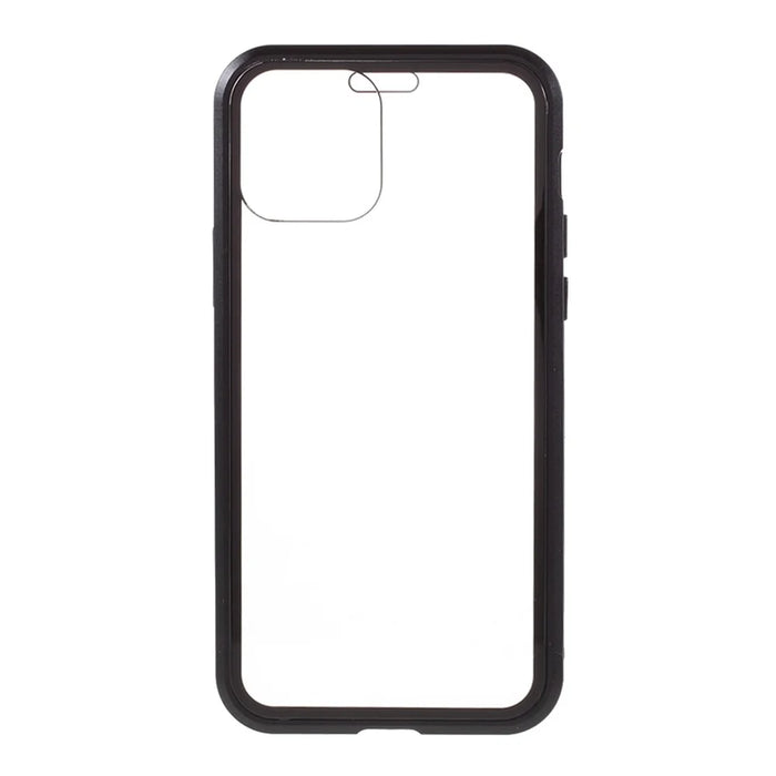 Double-sided Tempered Glass Metal Frame Magnetic Full Coverage Phone Case for iPhone 12 / 12 Pro - Black - 3