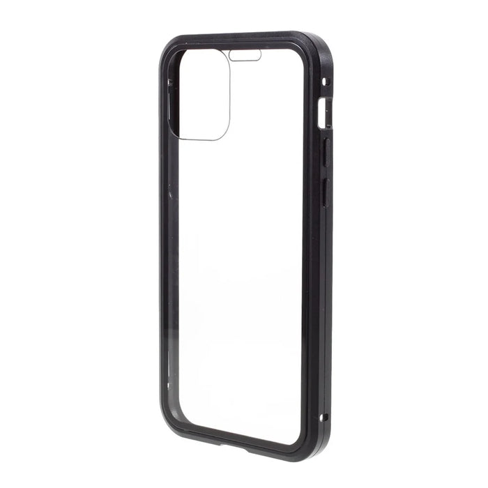 Double-sided Tempered Glass Metal Frame Magnetic Full Coverage Phone Case for iPhone 12 / 12 Pro - Black - 4