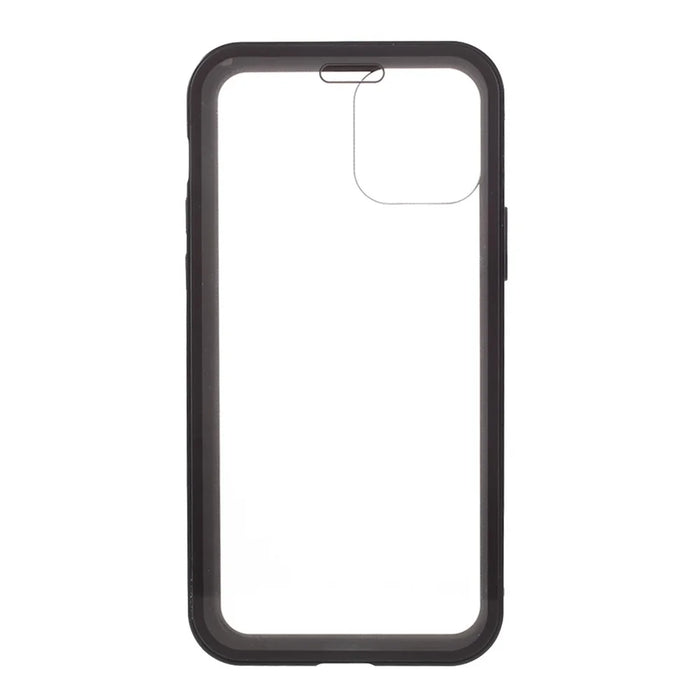 Double-sided Tempered Glass Metal Frame Magnetic Full Coverage Phone Case for iPhone 12 / 12 Pro - Black - 5