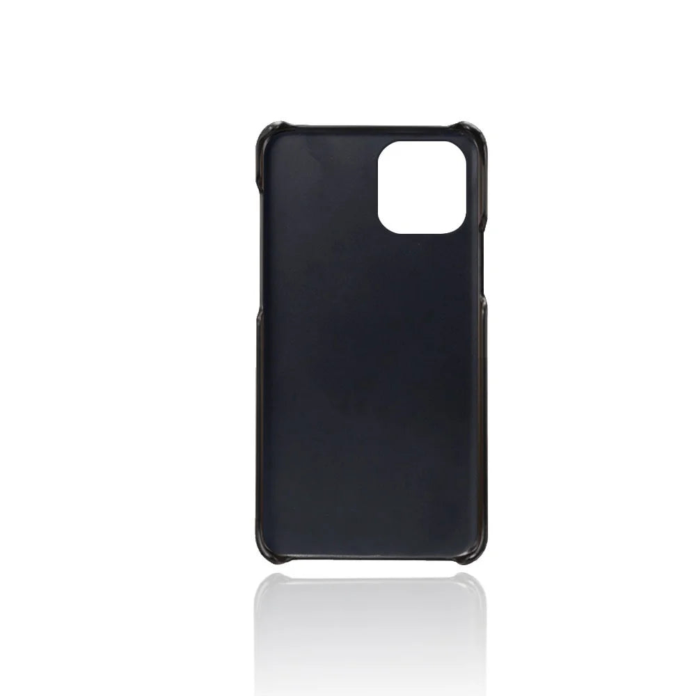Precise Hole Opening PU Leather Coated PC Phone Back Case for iPhone 12 mini - Black - 5