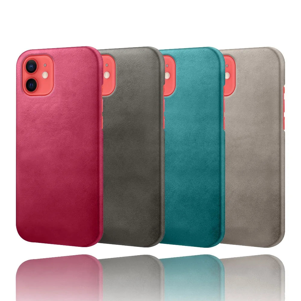 Precise Hole Opening PU Leather Coated PC Phone Back Case for iPhone 12 mini - Black - 6