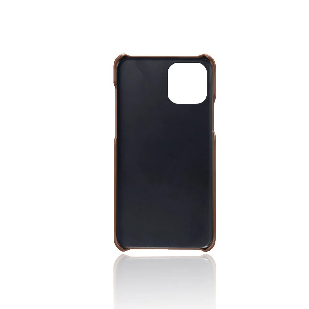 PU Leather Coated Hard PC Shell Phone Case Protector Cover for iPhone 12/12 Pro - Brown - 5