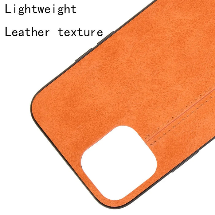 PU Leather Coated PC + TPU Hybrid Case for iPhone 12 Pro Max - Brown - 4