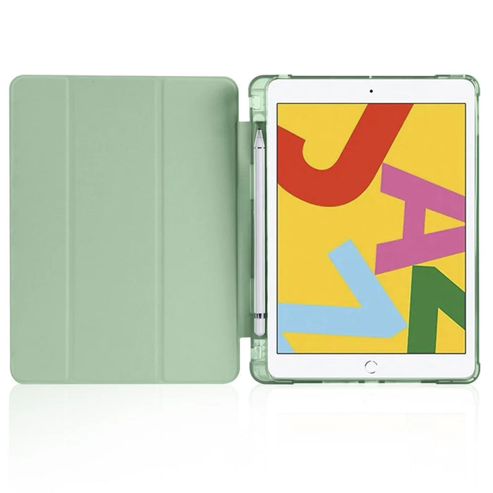 Tri-fold Leather Stand Tablet Case Cover Shell for iPad 10.2 (2020) / iPad 8th Gen / iPad (8th generation) - Green - 4
