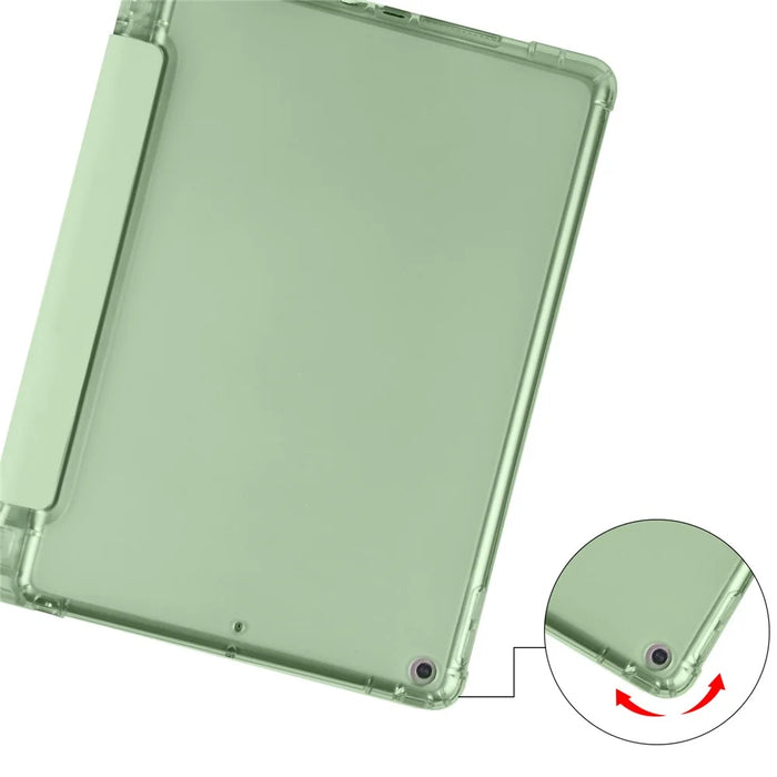 Tri-fold Leather Stand Tablet Case Cover Shell for iPad 10.2 (2020) / iPad 8th Gen / iPad (8th generation) - Green - 6