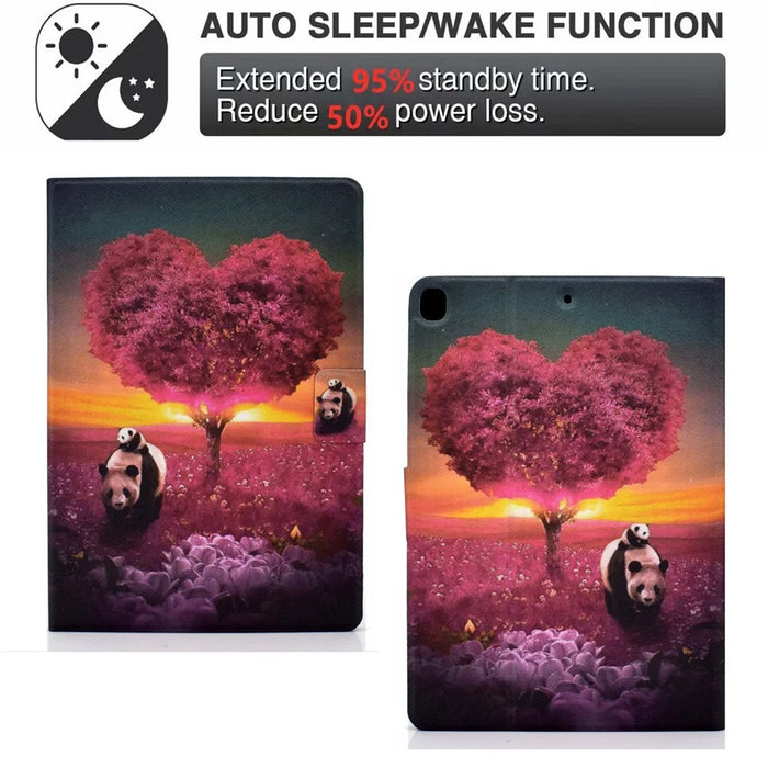 TPU + PU Leather Pattern Printing Stand Card Holder Tablet Case for iPad 10.2 (2021)/(2020)/(2019) - Pandas and Tree - 2