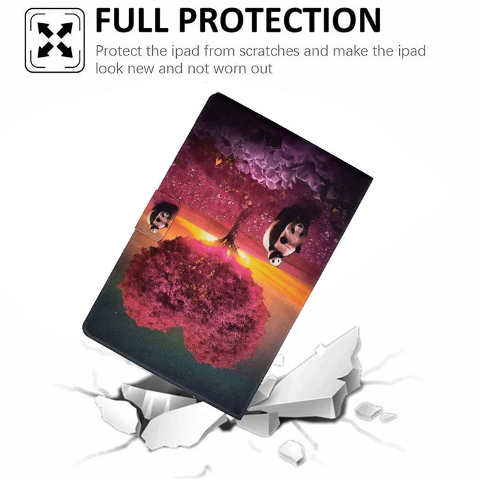 TPU + PU Leather Pattern Printing Stand Card Holder Tablet Case for iPad 10.2 (2021)/(2020)/(2019) - Pandas and Tree - 7