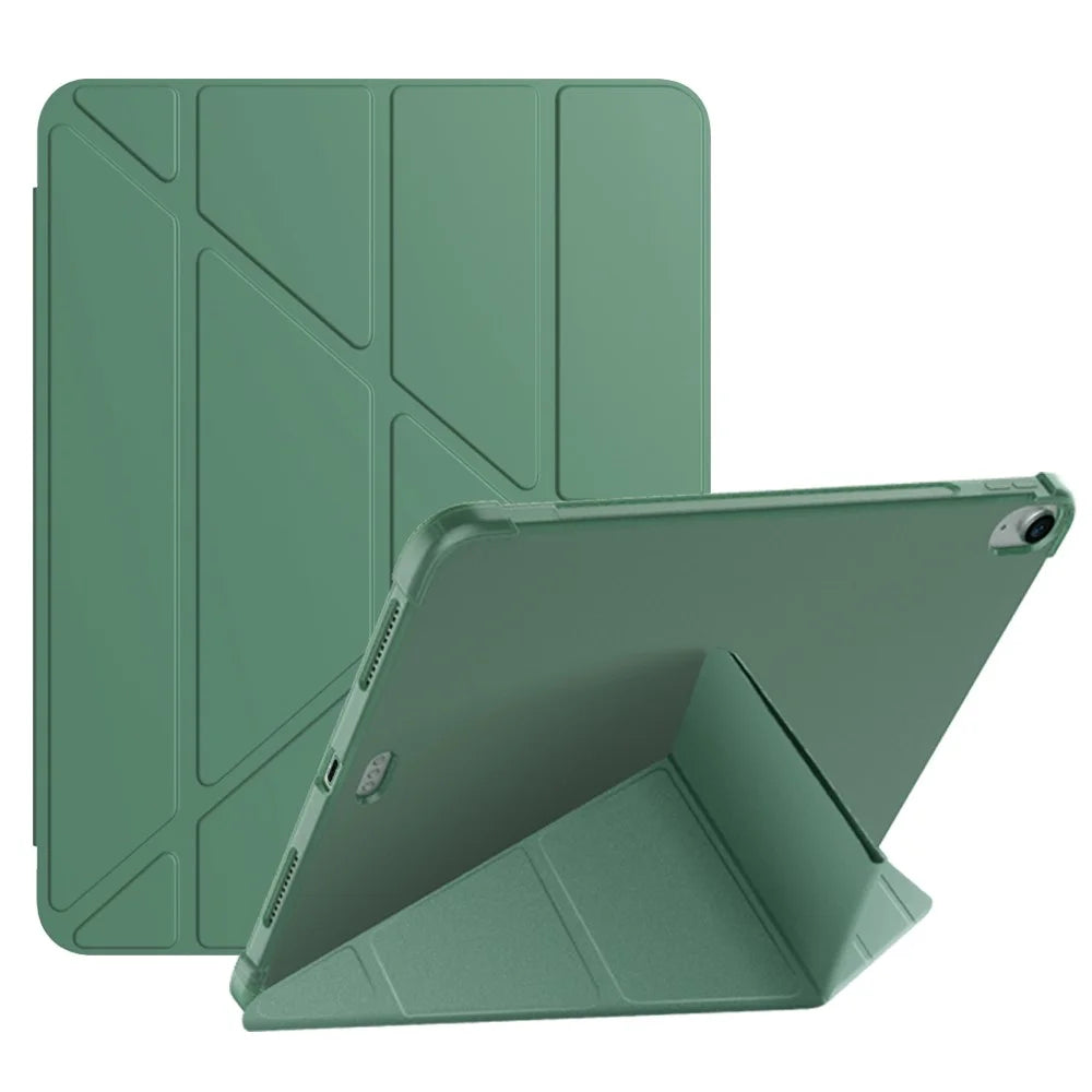 Smart Origami Stand Leather Case with Pen Slot for iPad Air 11 (2026) / (2025) / (2024) / Air (2022) / (2020) / Pro 11-inch (2018) - Dark Green - 1