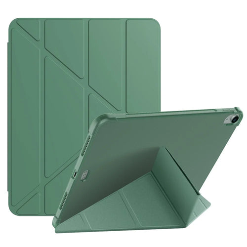 Smart Origami Stand Leather Case with Pen Slot for iPad Air 11 (2026) / (2025) / (2024) / Air (2022) / (2020) / Pro 11-inch (2018) - Dark Green - 1