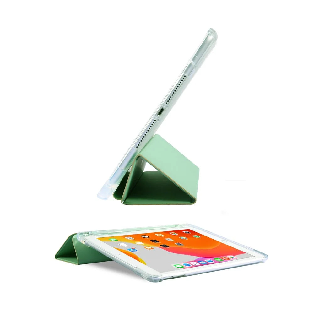Leather Cover + Transparent TPU Inner Case with Pen Slot for iPad Air (2020)/Pro 11-inch (2018) - Light Green - 3