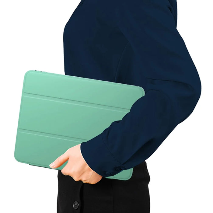 Auto-Sleep-and-Wake Function Leather Cover + Transparent TPU Inner Case with Pen Slot for iPad Pro 12.9 (2022) / (2021) / (2020) - Light Green - 5