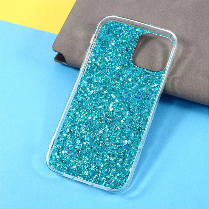 For iPhone 12 / 12 Pro Case Glitter Powder TPU Phone Cover - Baby Blue - 4