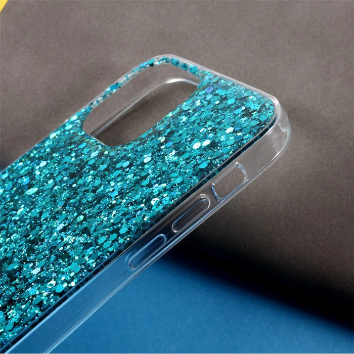 For iPhone 12 / 12 Pro Case Glitter Powder TPU Phone Cover - Baby Blue - 5