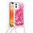 Drop-proof Dynamic Quicksand TPU Cell Phone Protective Cover with Lanyard for iPhone 12/12 Pro - Rose - 1