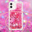 Drop-proof Dynamic Quicksand TPU Cell Phone Protective Cover with Lanyard for iPhone 12/12 Pro - Rose - 4