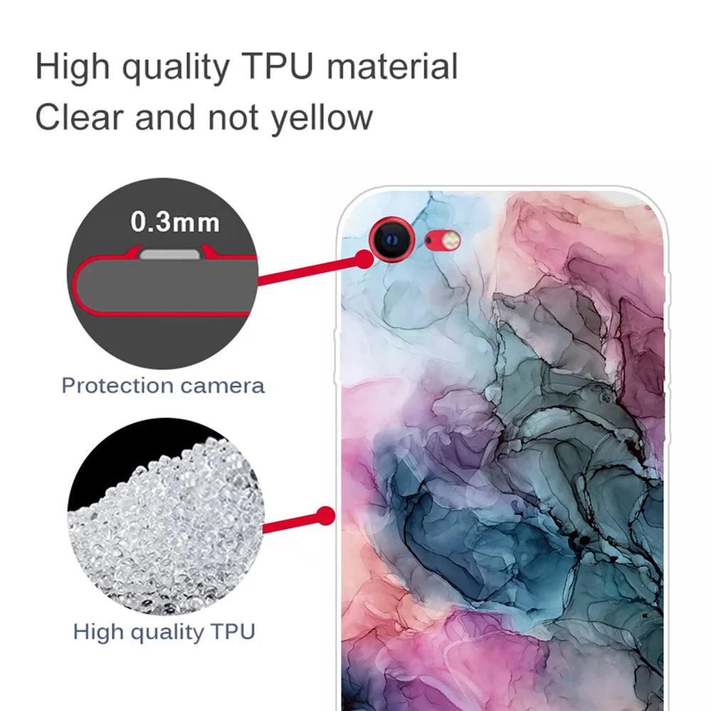 TPU Marble Pattern Printing Phone Case for iPhone SE (2020)/SE (2022) / 8 / 7 - Style G - 3