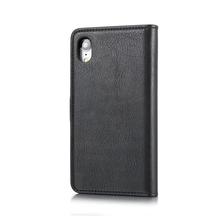 DG.MING Split Leather Wallet Cover for iPhone XR 6.1-inch, Stand Feature Detachable 2-in-1 Flip Case - Black - 3
