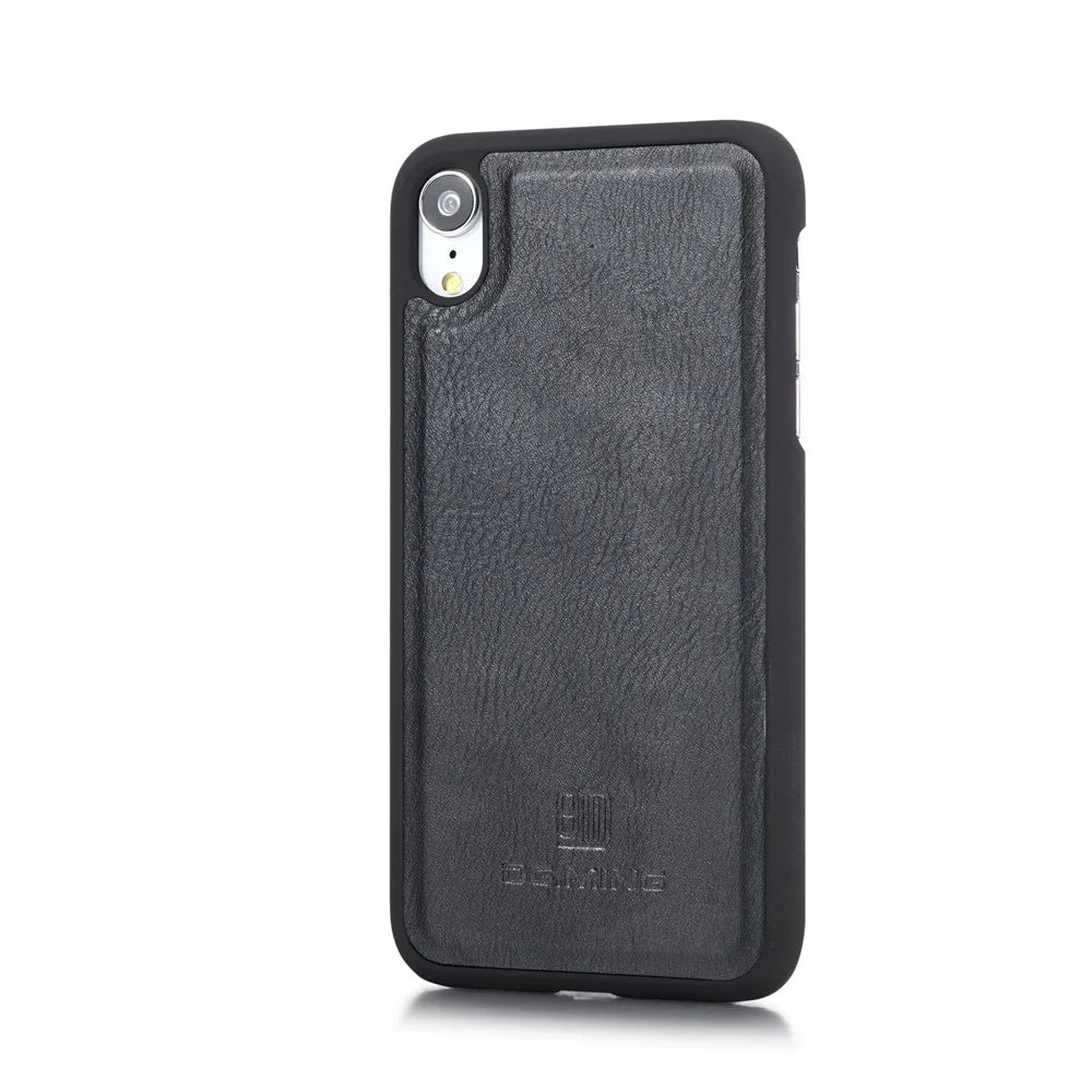 DG.MING Split Leather Wallet Cover for iPhone XR 6.1-inch, Stand Feature Detachable 2-in-1 Flip Case - Black - 4