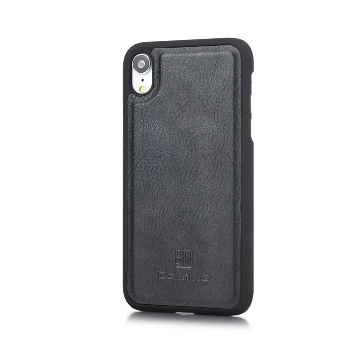 DG.MING Split Leather Wallet Cover for iPhone XR 6.1-inch, Stand Feature Detachable 2-in-1 Flip Case - Black - 4